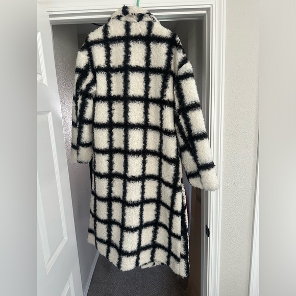 Plaid Pattern Double Breasted Teddy Coat - Picture 4 of 4